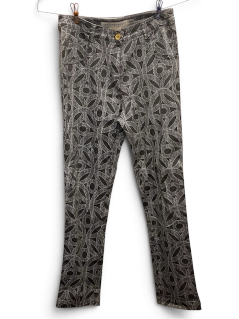 Gretchen Scott Designs | Slim Fit Gray Geometric Print Pants
